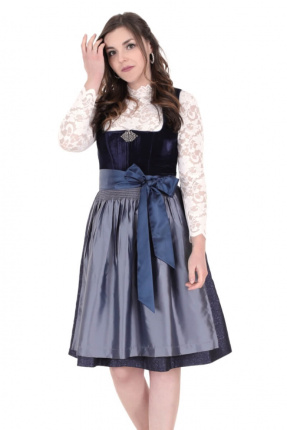 Fuchs Trachtenmode Samtdirndl 17282 Marineblau 65cm