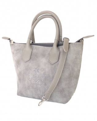 Lady Edelweiss Damen Shopper 14000 Grau Velouroptik bestickt