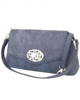 Lady Edelweiss Umhängetasche 17200 Clutch Blau Velouroptik