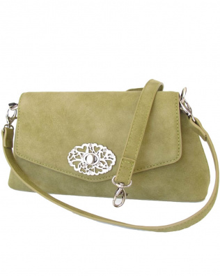 Lady Edelweiss Umhängetasche 17200 Clutch Oliv Velouroptik