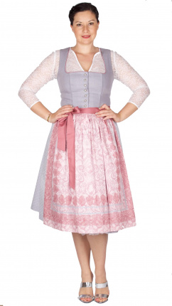 Trachtenhimmel Dirndl Dora 17192 Grau Altrosa 70er midi