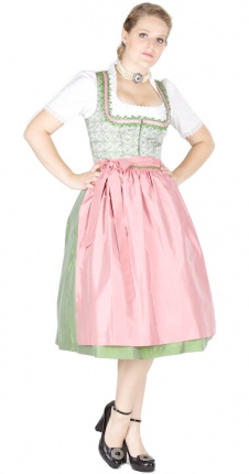 11090 Wenger Dirndl Oswine 70er hellgrün rose