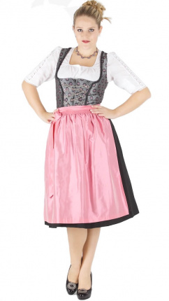 13540 Wenger Dirndl Nani 70er Gr 38 silber schwarz rosa