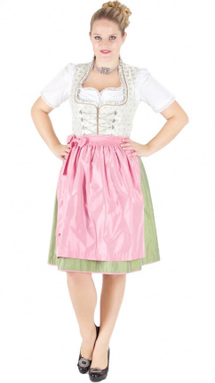 13624 Wenger Dirndl 60er Gr 38 creme grün rosa