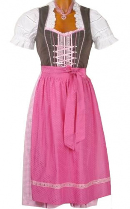 1862 Spieth Wensky midi 70er Dirndl Gr 34 braun rosa