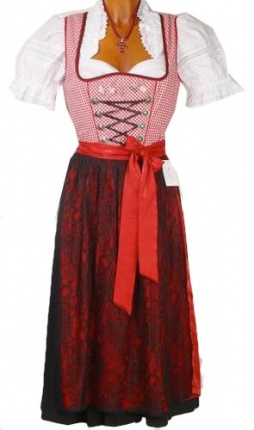 1875 Spieth Wensky midi 70er Dirndl Gr 32 rot weiss karo