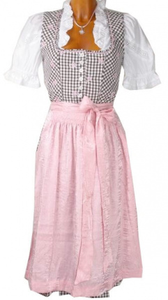 2107 fesches Baumwolle Dirndl Gr 34 kaffee 70er Karo