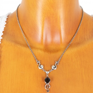 VH91015 Halskette mit Swarovski-Stein schwarz 925er Sterlingsilber