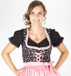 15049 Bergweiss 50er Dirndl schwarz pink