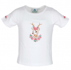 Isar Trachten Mädchen T-Shirt 52766 Weiss Rosa