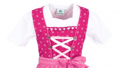 Isar Trachten Kinderdirndl 52415 Pink mit Bluse und Schürze