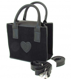 Lady Edelweiss Minibag Handtasche 17005 Schwarz mit geprägtem Herz