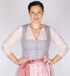 Trachtenhimmel Dirndl Dora 17192 Grau Altrosa 70er midi