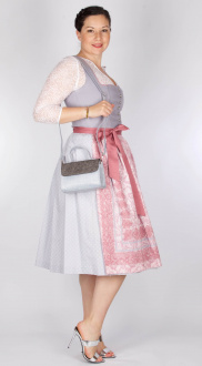 Trachtenhimmel Dirndl Dora 17192 Grau Altrosa 70er midi