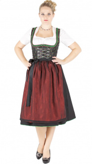 13780 Wenger Dirndl 70er Gr 38 schwarz grün rot