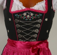 1595 Freches Dirndl 70er Gr 32 pink schwarz Edelweiss