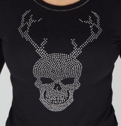 ZauberAlm T-Shirt Skull Strass komplett schwarz