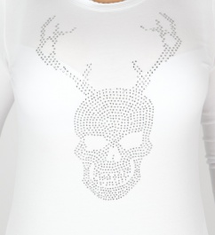 ZauberAlm T-Shirt Skull Strass komplett weiss Gr  34