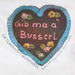 Girardelli T-Shirt weiß mit Lebkuchenherz-Motiv Gib ma a Busserl